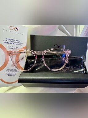 New Baxter Blue Nat Blue Light Glasses in Pink Crystal/Clear Blue Light Lenses